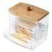 Acrylic Paper Cup Dispenser with Bamboo Lid Clear Paper Cup Holder 2 In 1 Round and Square Cotton Swabs Storage Box Container Cosmetics Organiser for Bathroom Guest Room Counter Square