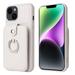 K-Lion for iPhone 14 Plus 2022 6.7 inch Style Organ Card Slots Leather Case PU Leather + Soft TPU Cash Pocket 360Â° Rotatable Metal Ring Holder Kickstand Camera Protection Shockproof Case White