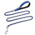 Chew Proof Metal Leash Chain Dog Leash for Medium Large Dogs Chain Link Dog Leash Anti Chew 4FT Strong Anti Bite Dog Leash Comfortable Soft Padded Handle Blue