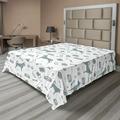 Ambesonne Dog Lover Flat Sheet Dog Lover Concept Items Full Size Pale Slate Blue White