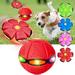 Blublu Park UFO Flying Saucer Ball Dog Toy Magic Ball New Pet Toy with 3 Lights Red