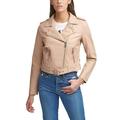 Levi s Women s Faux Leather Belted Motorcycle Jacket Brown Snake Large