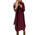 YFPWM Trench Coats For Women Fashion Warm Long Jackets Winter Classic Coats Long Sleeve Outwears Ethnic Retro Print Loose Long Sleeve Cardigan Vintage Geometric Print Coat Wine S