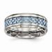 8mm Titanium Polished Blue Carbon Fiber Inlay Ring - Size 7.5