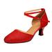 SEMIMAY Shoes Dance Shoe Sequins Women s Social Ballroom Salsa Shoes Latin Dancing Tango Women s Middle Heels Red