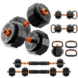 Relefree 62 lbs Adjustable Dumbbell Set Free Weights Dumbbells Barbell Kettlebell for Workout Black
