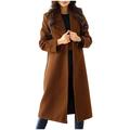 YFPWM Trench Coats for Women Long Sleeve Fall Jackets Winter Coats for Women Lapel Pockets Double-Breasted Overcoat Fashion Open Front Loose Outerwear Tops Button Blouse Coat XL