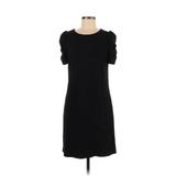 Ann Taylor LOFT Casual Dress - Shift Crew Neck Short Sleeve: Black Solid Dresses - Women's Size 4