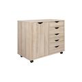 Inbox Zero 5 Drawer Chest, Wood Storage Dresser Cabinet w/ Wheels, Craft Storage Organization Wood in Brown | 26.3 H x 30.7 W x 15.7 D in | Wayfair