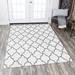 Gray/White Rectangle 5'3" x 7'7" Area Rug - East Urban Home Rectangle Ariel Geometric Machine Made Flatweave Area Rug in Polyester | Wayfair