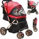 YITAHOME Pet Stroller, Foldable Cat Dog Stroller, 2 Directions of Travel，Dog Pushchair, Dog Pram with Storage Basket Cup Holder Removable Hanging Bag, Dog Pram for Small Medium Dogs, Dog Buggy (Red)