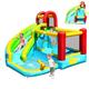 GYMAX Kids Bouncy Castle, Inflatable Water Park with Slide, Jumping Area, Climbing Wall, Water Gun & Basketball Hoop, Children Bounce House for Outdoor Indoor