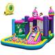 GYMAX Kids Bouncy Castle with 680W Blower, 6 in 1 Inflatable Jumping House with Slide, Large Ball Pit & Basketball Hoop, Outdoor Children Bounce Playhouse for 3-10 Years Old Boys Girls