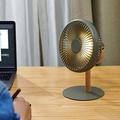 Gingko Beyond Detachable Desk Ultra quiet Desk Fan/Light, Remote Control or button, 3 cool wind speed, USB-C charging, hanging fan and light with premium wooden stand (Navy Green)