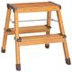 Navaris 2-Step Aluminium Ladder - Lightweight Small Folding Foldable Fold Away Household Step-Ladder for Kitchen w/Wood Finish - 150KG Load Capacity