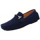 Men's Penny Loafers Comfort Slip On Driving Shoes Classic Stylish Moccasins Suede Leather Flats Boat Shoes Blue 8 UK