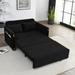 54" Convertible Velvet Sofa Bed with Adjustable Backrest, 2 Pillows, 2 Detachable Arm Pockets, and Grid Design Armrests