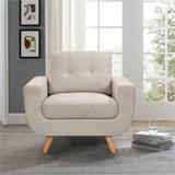 41"Linen Fabric Accent Chair, Mid Century Modern Armchair for Living Room, Button Tufted Upholstered Comfy Accent Sofa Chairs