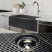 Fossil Blu 33-Inch SOLID Fireclay Farmhouse Sink, Matte Black, Polished Nickel Accessories, Flat Front - 33 x 20 x 10