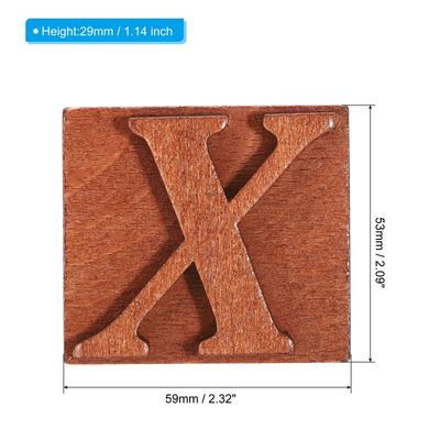 Letter Stamps Wood Rubber Stamp Character A-Z Vintage Alphabet Stamps - Brown