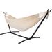 Arlmont & Co. Avah Double Classic Hammock w/ Stand Cotton in Brown/White | 39 H x 59 W x 110 D in | Wayfair 17F1BB4BD30447689CBE43A8F2078F3A