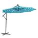 10 ft Offset Cantilever Outdoor Patio Umbrella Offset Umbrella Adustment Easy Open with Solar LED Lights and Cross Base Stand Blue