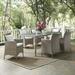 Modway Conduit 7 Piece Outdoor Patio Wicker Rattan Dining Set in Light Gray White