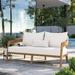 Modway Brisbane Teak Wood Outdoor Patio Loveseat in Natural White