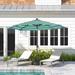 Iwicker 9Ft Patio Umbrella Sunbrella Outdoor Aluminum Market Umbrella with Crank and Push Button Tilt Green Stripe