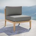 Modway Clearwater Outdoor Patio Teak Wood Armless Chair in Gray Graphite