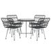 vidaXL Bistro Set Outdoor Patio Balcony Table and Chairs Rattan Look 5 Piece