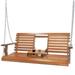 Outdoor Wooden Porch Swing 2 Person Heavy Duty Hanging Patio Swing Bench for Garden Backyard Front Porch Balcony