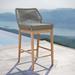 Modway Wellspring Outdoor Patio Outdoor Patio Teak Wood Bar Stool in Light Gray Greige