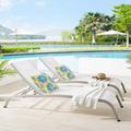 Modway Savannah Outdoor Patio Mesh Chaise Lounge Set of 2 in White