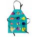 Colorful Apron Aquatic Scene of Different Fish Shapes and Types Nautical Lifestyle Unisex Kitchen Bib with Adjustable Neck for Cooking Gardening Adult Size Dark Seafoam Multicolor by Ambesonne