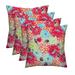RSH DÃ©cor Indoor Outdoor Set of 4 Square Pillows Weather Resistant 17 x 17 Artistic Floral