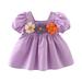 Pimfylm Casual Dresses For Toddler Baby Girls Cotton Dresses 2023 Purple 0-6 Months