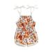 Lamuusaa Baby Girls Romper Summer Sleeveless Off Shoulder Floral Print Casual Party Street Short Jumpsuit