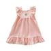 Pimfylm Going Out Dresses For Toddler/Baby Girls Summer Dress Chiffon Princess Dress Solid Color Sundress/purified cotton/ Pink 6-7 Years