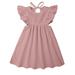 Pimfylm Going Out Dresses For Toddler Toddler Linen Dress Baby Girls Ruffle Halter Sleeveless Casual Party Dresses 2023 Pink 3-4 Years