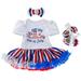 kpoplk Toddler Girl Outfits American Flag Short Ruffled Sleeve Crewneck T-Shirt Patchwork Toddler Girl Summer(9-12 Months)