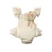 TOPGOD Elegant Baby Girl Romper Sleeveless Square Neck Lace Hem Solid Color Flower Stitch Playsuit with Lace Skirt