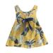 Pimfylm Beach Dresses For Women Toddler Linen Dress Baby Girls Ruffle Halter Sleeveless Casual Party Dresses purified cotton Yellow 2-3 Years