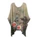wendunide blouses for women Casual Blouse For Women Blouse Tops Three Quarter Sleeve O Neck T Shirt Loose Tops Floral Pattern Print Tunic Top Shirt Womens T-Shirts Beige M