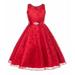 Pimfylm Beach Dresses For Women Toddler Girl Ruffled Sleeve Dress Cotton Linen Sleeveless Kid Casual Summer Sundress 2023 Red 4-5 Years