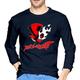 Persona 5 Men's Long Sleeve T-Shirt Cotton Round Neck Shirt Small Navy