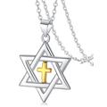 FaithHeart Star of David Jewish Necklace-Sterling Silver Pendant for Women-The Seal of Solomon Talisman Tantrism Hexagram Jewelry for Men, Sterling Silver, Cubic Zirconia