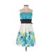 Teeze Me Casual Dress: Blue Floral Motif Dresses - Women's Size 5