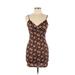 Shein Casual Dress - Bodycon Plunge Sleeveless: Brown Dresses - Women's Size Medium