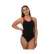 Speedo Womenss Plastisol Laneback Swimsuit in Black Red - Size 10 UK